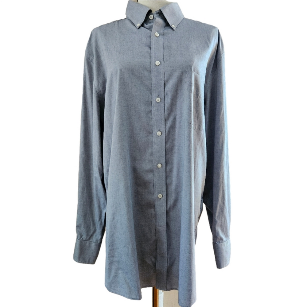 Stafford Men's Blue Executive Cotton Pinpoint Oxford Button Down Dress Shirt-17
